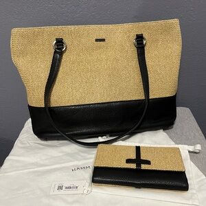 Hammitt Andersen Tote Bag with NWT Benjamin Wallet in Chaparral Raffia
